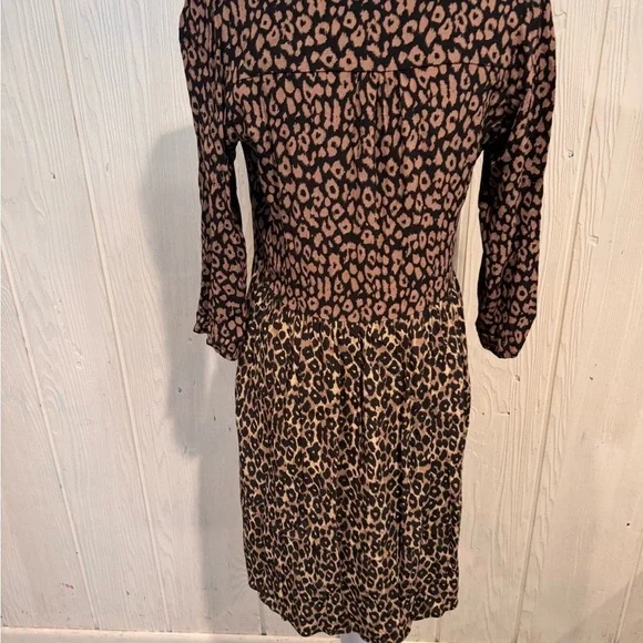 Maeve Juno leopard print 3/4 sleeve dress, sz Small - Picture 7 of 12